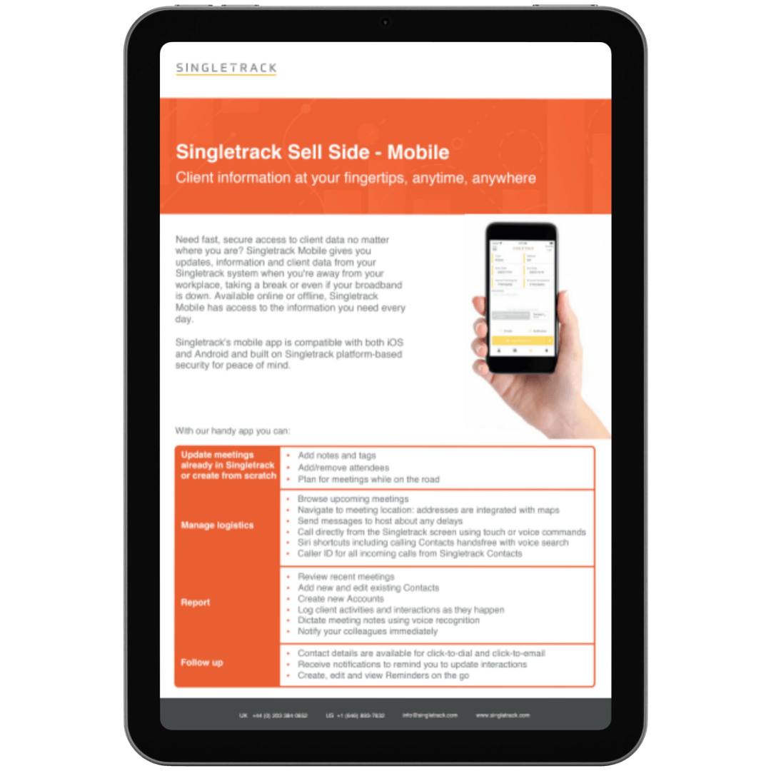Cover of Singletrack Mobile Fact Sheet